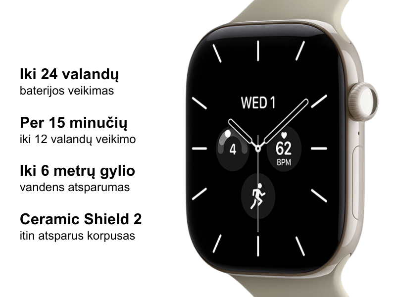 Išmanios funkcijos Apple Watch Series 12, 42mm, M/L